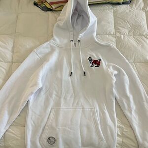 White Hooded Sweater with Embroidered Design